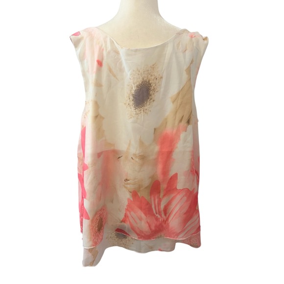 Belle Dame Floral Poncho 2 Piece Set Size Large Coral Peach Sheer Layered Blouse - Picture 7 of 8